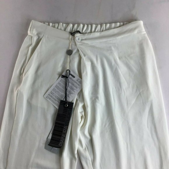Pianura Studio Women's White Straight Leg Slash Pocket Jogger Pants Size 42 - Picture 2 of 12